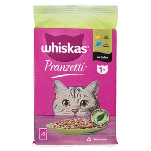 Whiskas Pranzetti Cibo Umido Per Gatti Adulti, Carne E Pesce, 6x50g - Foto 1