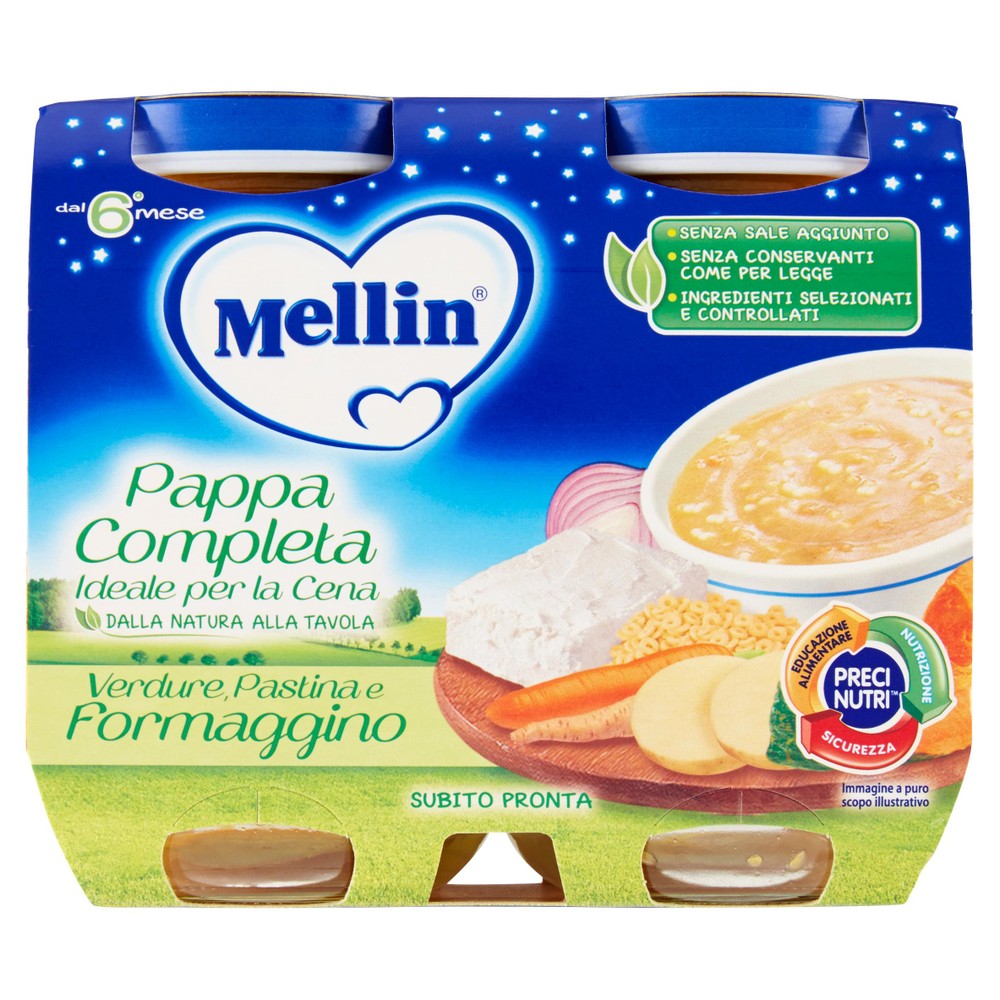 Pappa Completa Dal 6° Mese Pastina Verdure E Formaggino 2x200g Mellin - Foto 1