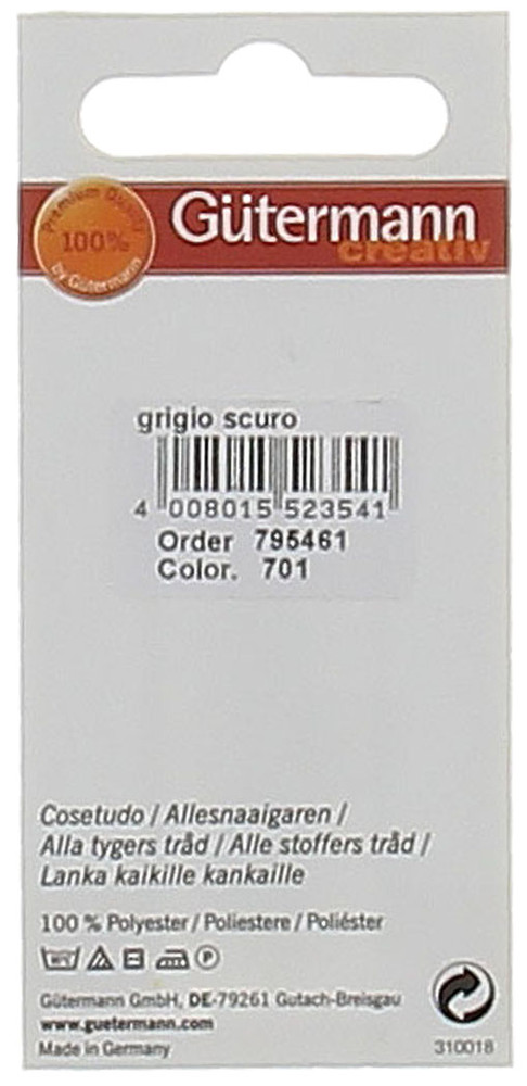 Filo per cucire grigio