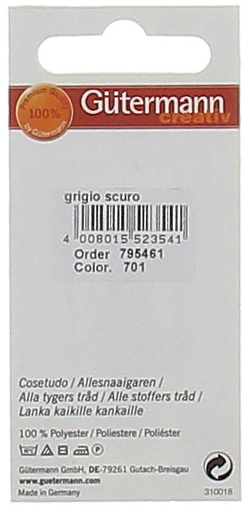 Filo Per Cucire Colore 701 Grigio Scuro Mt.100 Gutermann - Foto 2