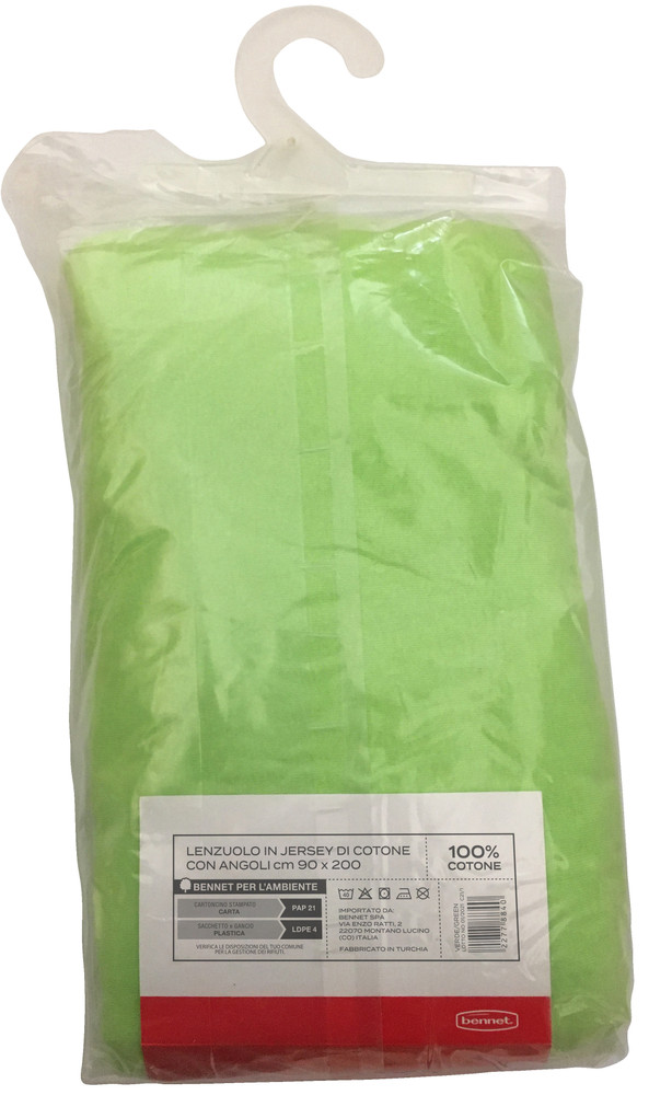 Lenzuolo Jersey Angoli Tinta Unita 1piazza Cm90x200 Verde Casa - Foto 2
