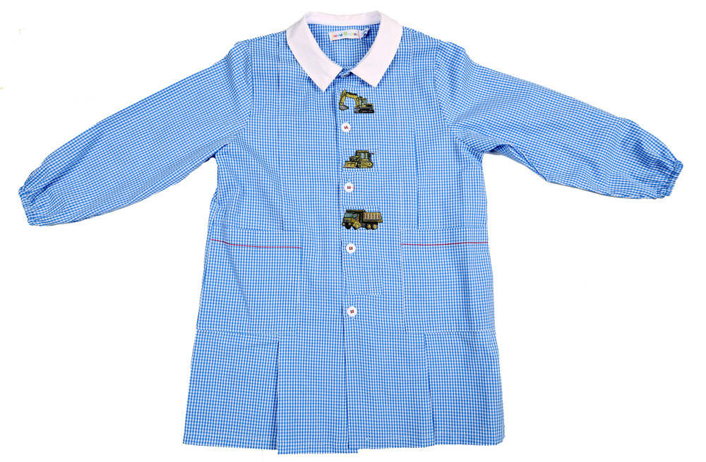 Grembiule Asilo Bambino 6 Anni Vichy Azzurro Ricamo Ruspa - Foto 1
