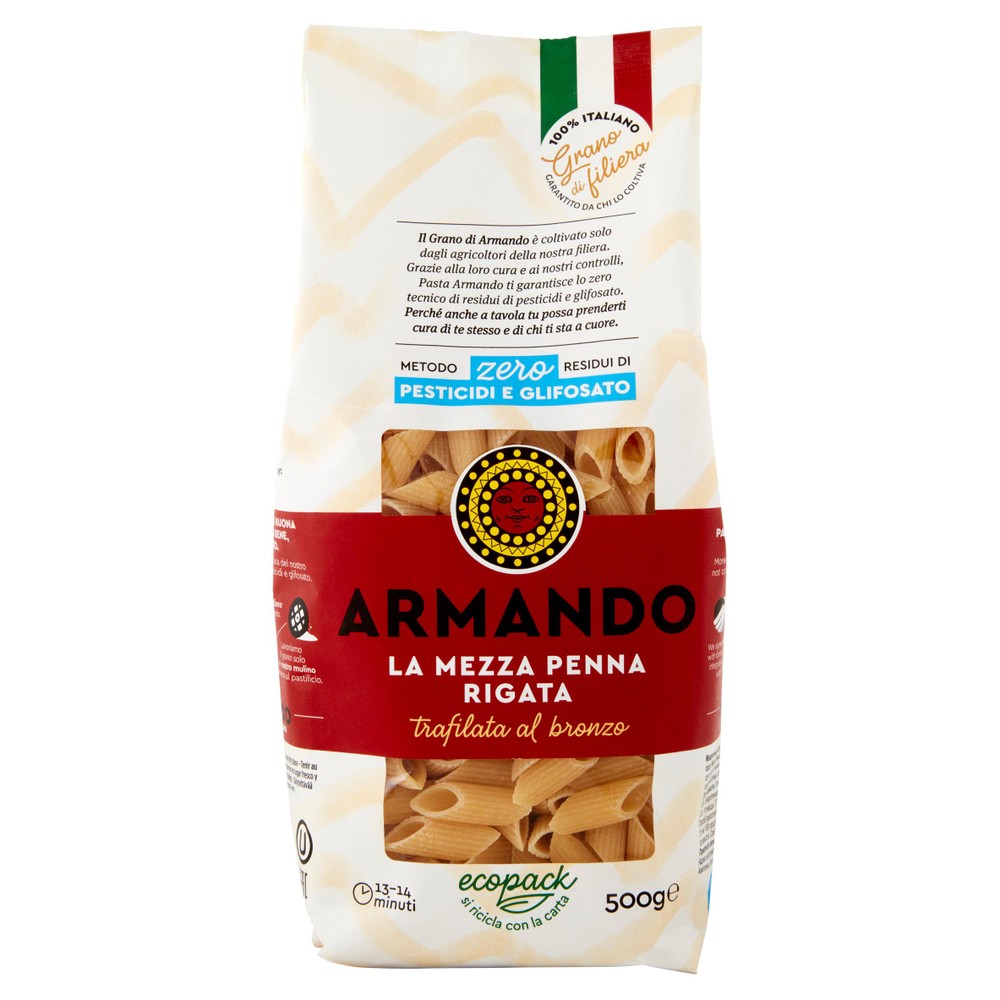 Pasta La Mezza Penna Rigata Zero Residui Di Pesticidi Armando - Foto 1