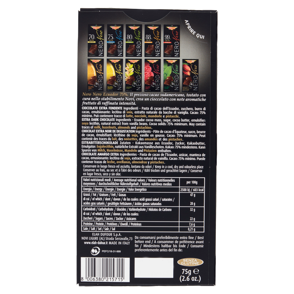 Tavoletta Cioccolato Neronero Fondente 75% Cacao Dell'ecuador Novi - Foto 3