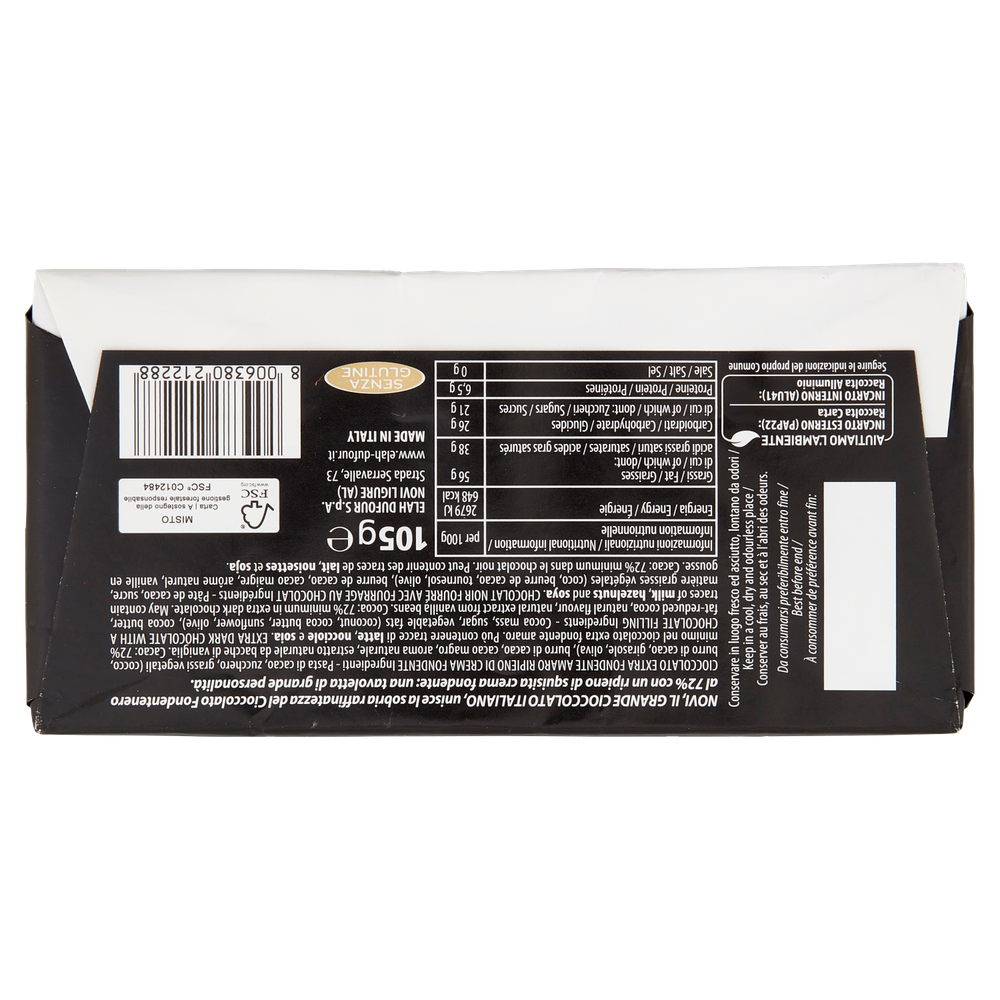 Tavoletta Di Cioccolato Fondentenero Ripieno Di Crema Fondente Novi - Foto 3