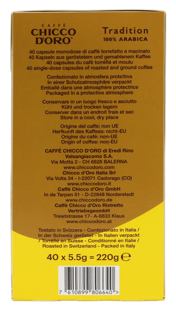 40 Caps Caffe' Tradition 100% Arabica Chicco D'oro Nespresso - Foto 3