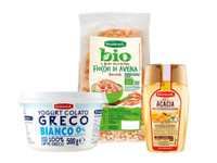 Yogurt greco 500 gr + Fiocchi d'avena + Miele di Acacia