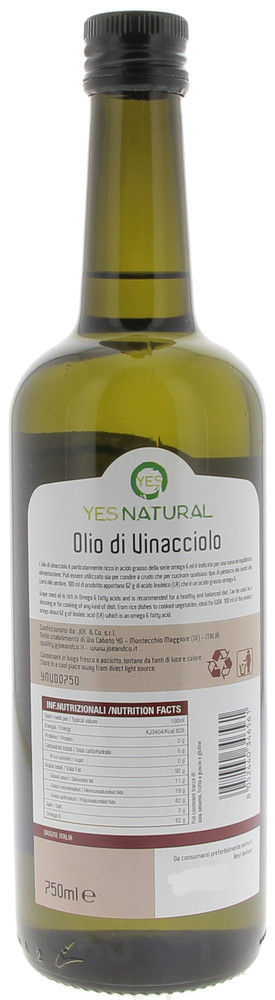 Olio Di Vinacciolo 100% Italiano Yes Organic