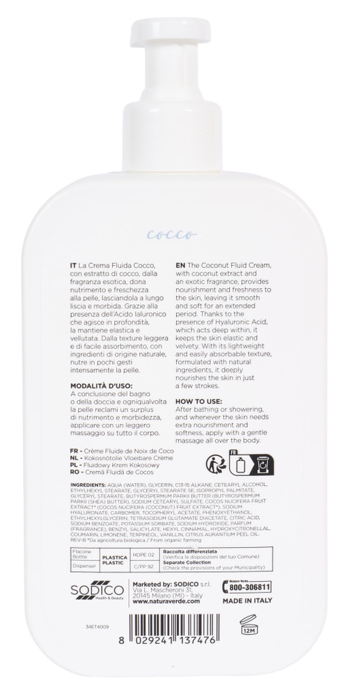 Crema Fluida Corpo Rinfrescante Cocco Naturaverde - Foto 3