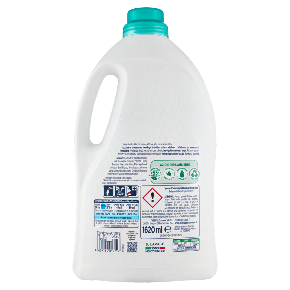 Detersivo Liquido Per Lavatrice Frescopuro Spuma Di Sciampagna - Foto 3