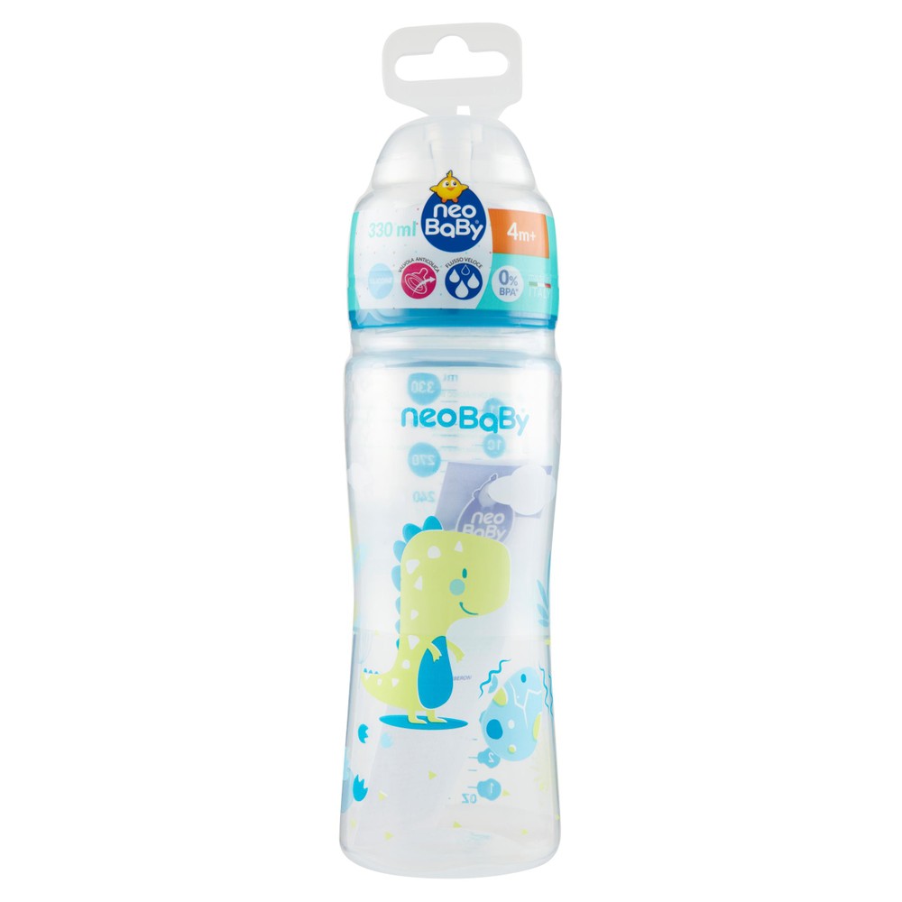 Biberon Con Tettarella In Silicone Blu Neobaby Ml.330 4m+ - Foto 1