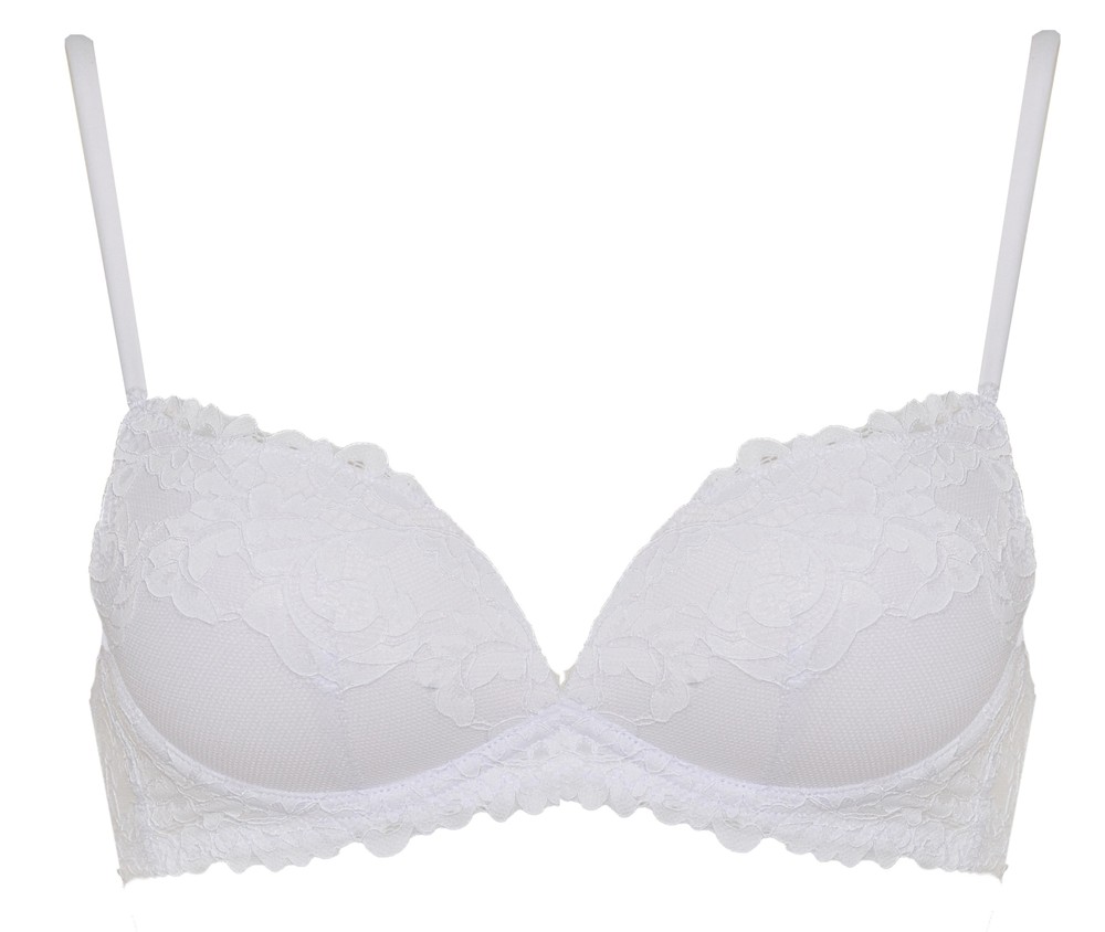 Reggiseno Push Up In Pizzo Senza Ferretto 4 Bianco Infiore - Foto 1