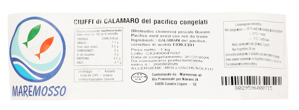 Ciuffi Di Calamaro Del Pacifico Congelati Kg.1 Maremosso - Foto 3