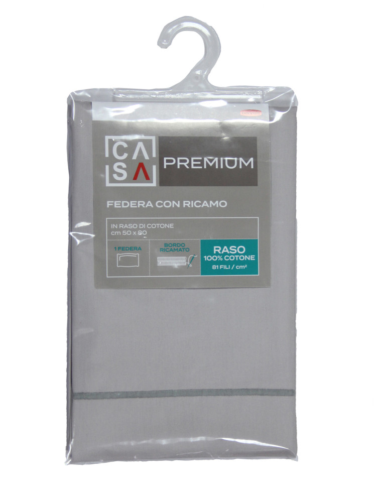 Federa Raso Tinta Unita Cm50x80 Grigio Casa Premium - Foto 1