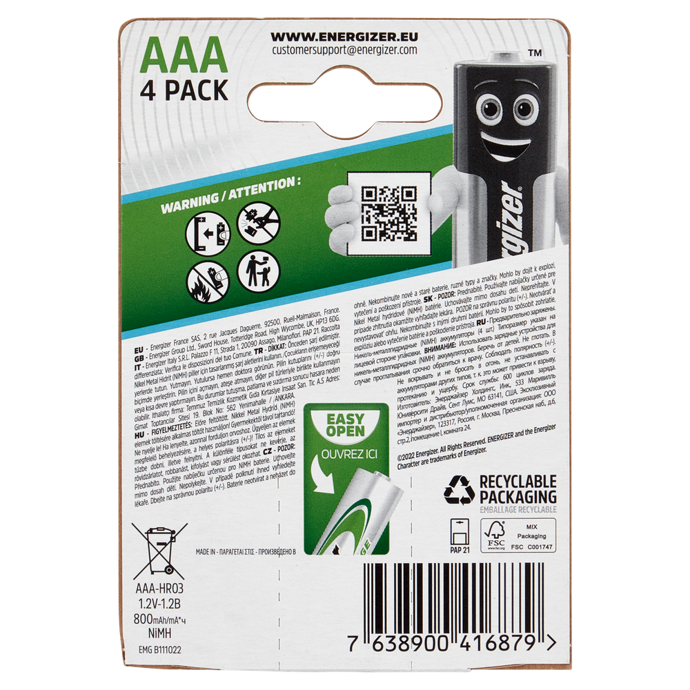 4 Pile Ministilo Aaa Extreme Precaricate 800 Mah Energizer - Foto 3