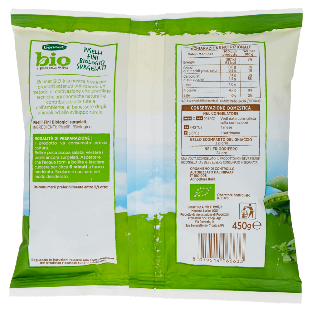 Piselli Fini Biologici Bennet Bio