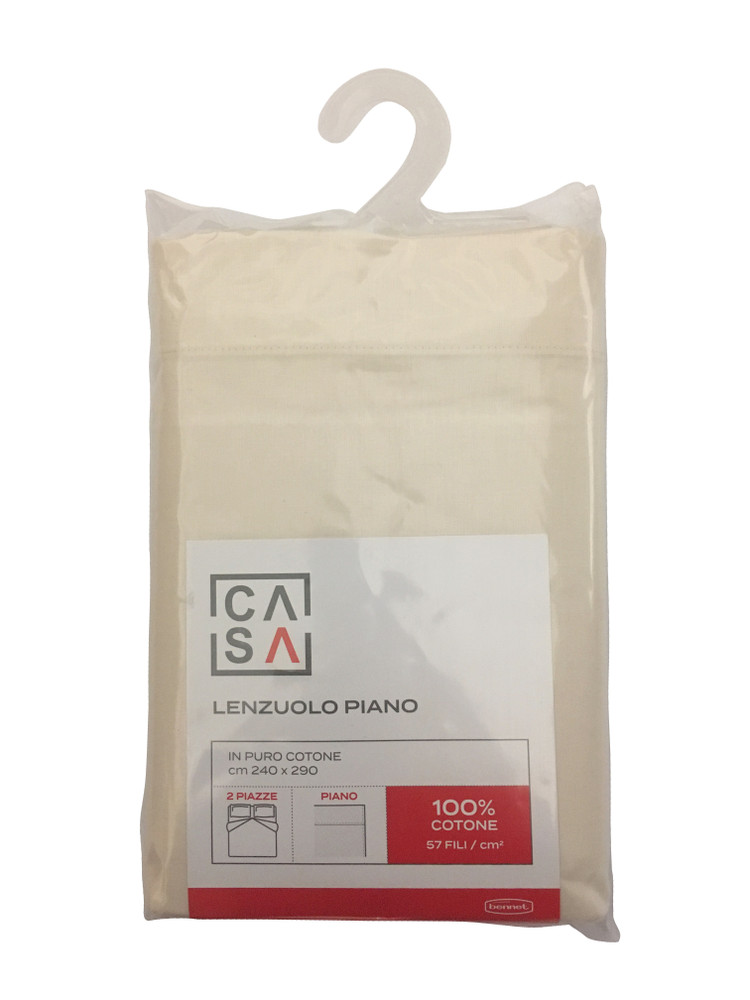 Lenzuolo Piano Tinta Unita 2 Piazze Cm240x290 Avorio Casa - Foto 1