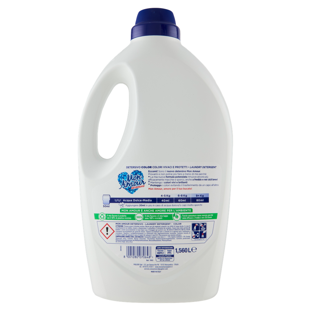 6 Detersivo Lavatrice Color 1560 Ml 39 Lavaggi Mon Amour - Foto 3