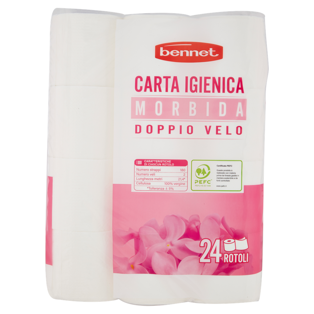 24 Rotoli Carta Igienica Doppio Velo Bennet - Foto 3