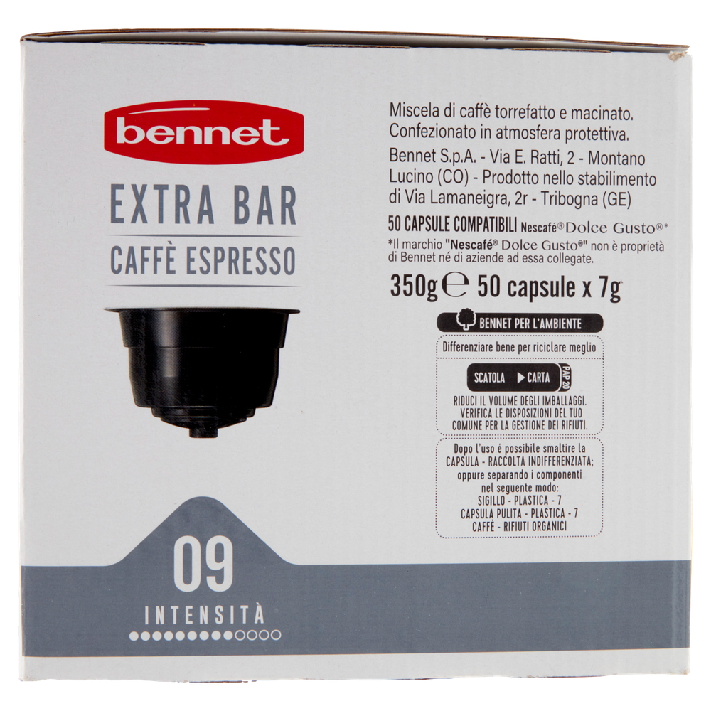 Caffe' Extra Bar Bennet Capsule Compatibili Dolce Gusto Da 50 Caps