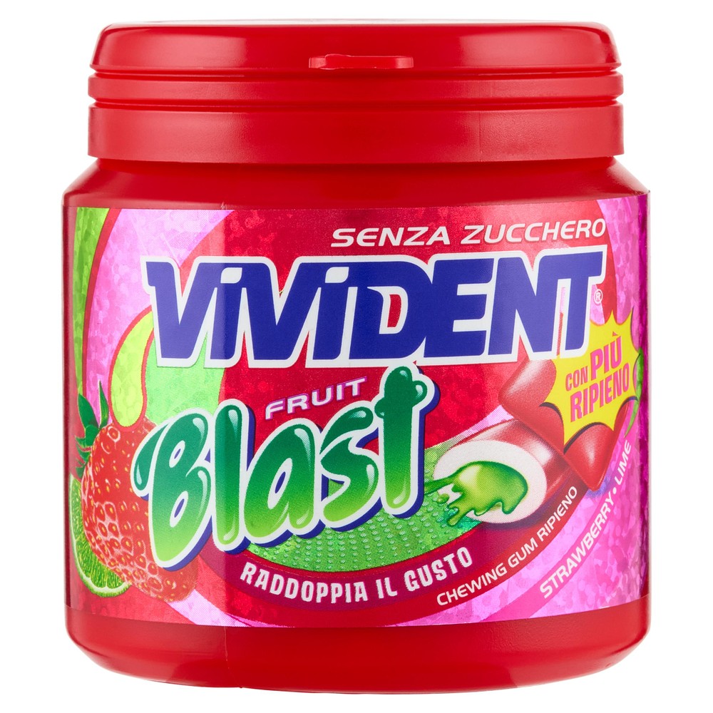 Vivident Blast Fruit Chewing Gum Ripieno Gusto Fragola