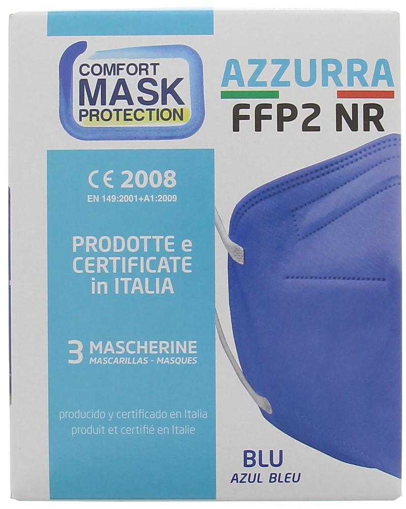 Mascherina Azzurra Ffp2 Blu Conf Da 3