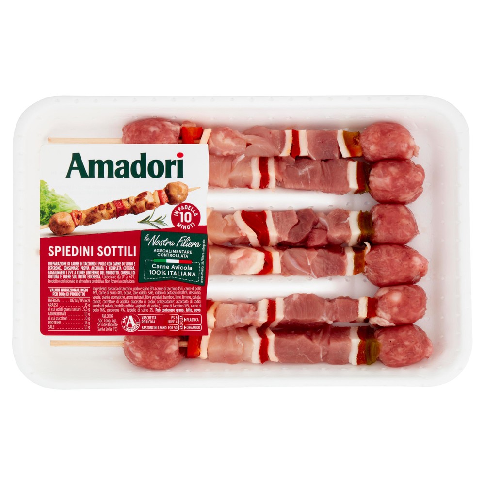 Spiedini Sottili Di Pollo, Tacchino E Salsiccia Amadori - Foto 1