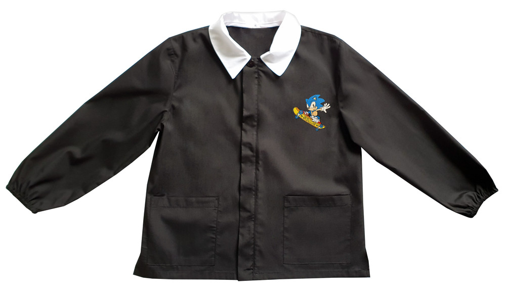 Casacca Scuola Bambino Con Cerniera 10 Anni Nero Ricamo Sonic - Foto 1