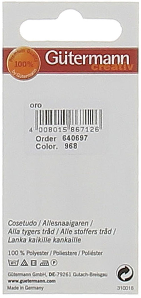 Filo Per Cucire Colore 968 Oro Mt.100 Gutermann - Foto 2