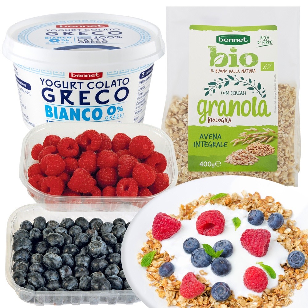 Yogurt Greco 500g, Granola Avena, Mirtilli e Lamponi Freschi - Foto 1