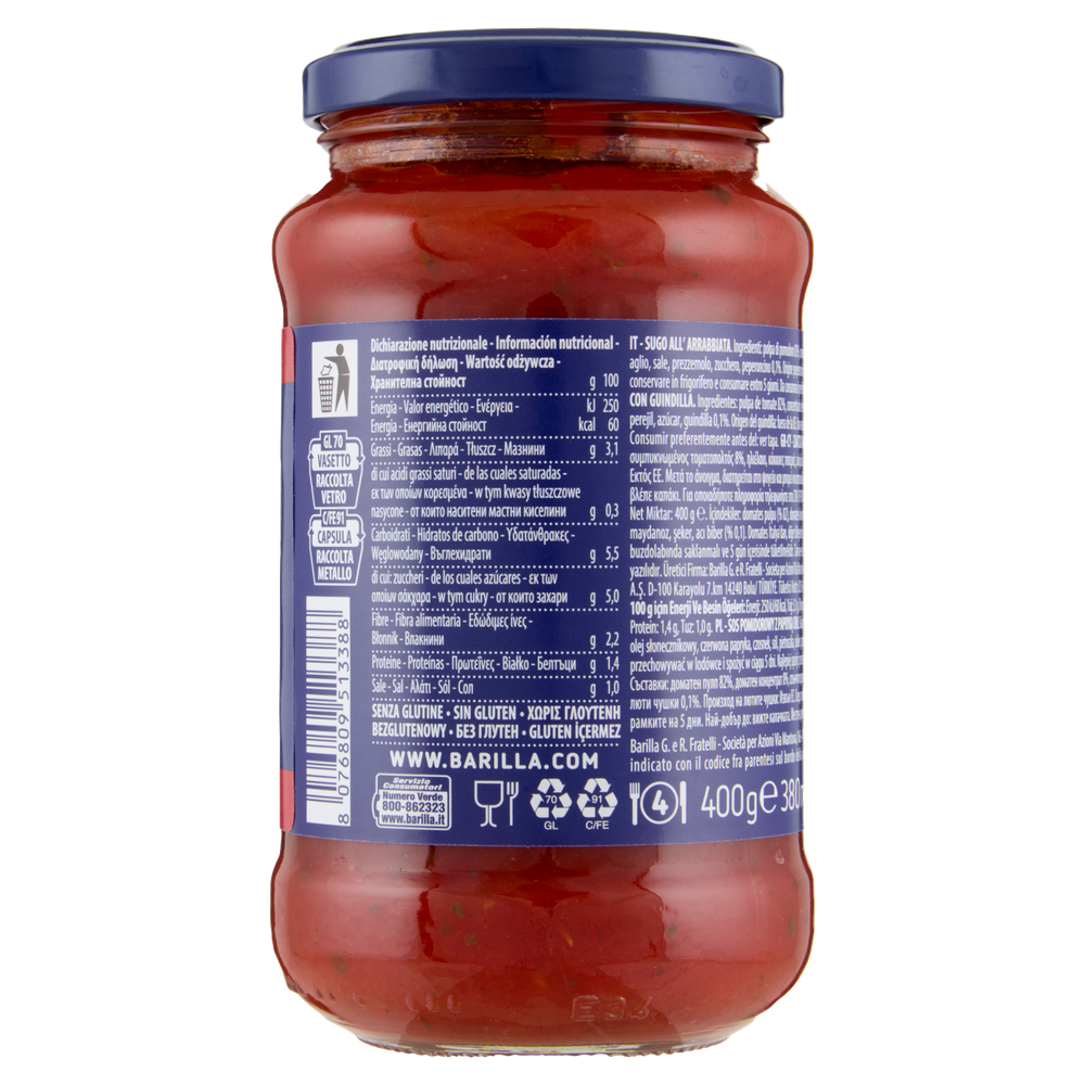 Sugo All'arrabbiata Senza Glutine Barilla - Foto 3