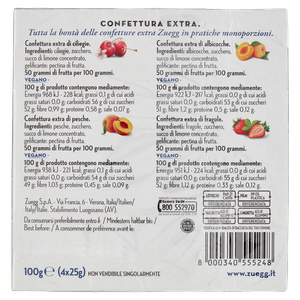 Confetture Miste Albicocche, Ciliegie, Fragole, Pesche 4x25g Zuegg - Foto 3