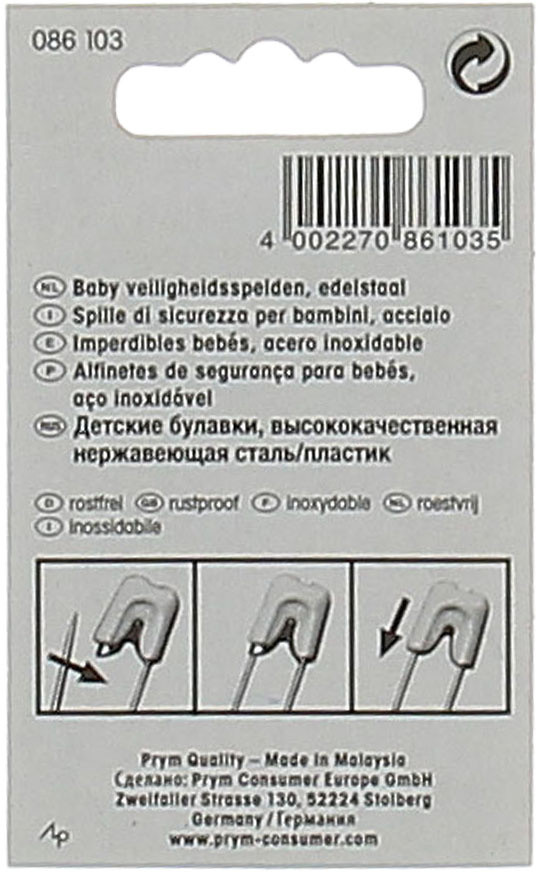 4 Spille Di Sicurezza Per Bambini Bianco Mm.55 Prym - Foto 2