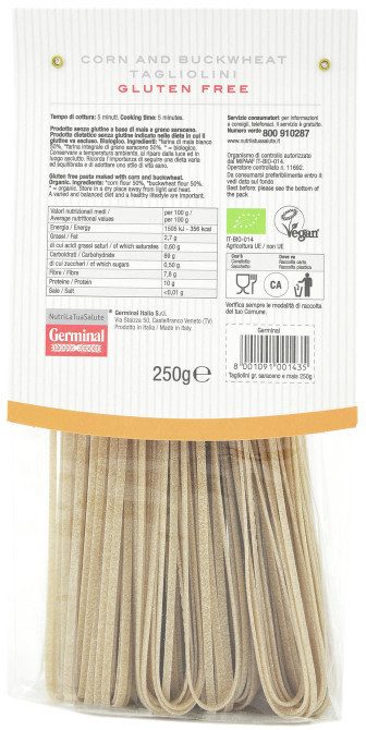 Tagliolini Grano Saraceno E Mais Senza Glutine Bio Germinal Bio - Foto 2