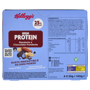 Barretta High Protein Alle Mandorle E Cioccolato Dark 4x35g Kellog's - Foto 3