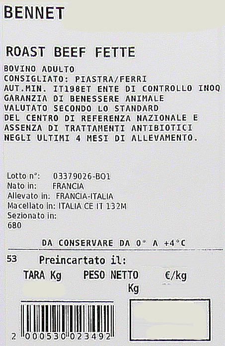 Roastbeef A Fette Bovino Adulto Filiera Valore Bennet - Foto 3