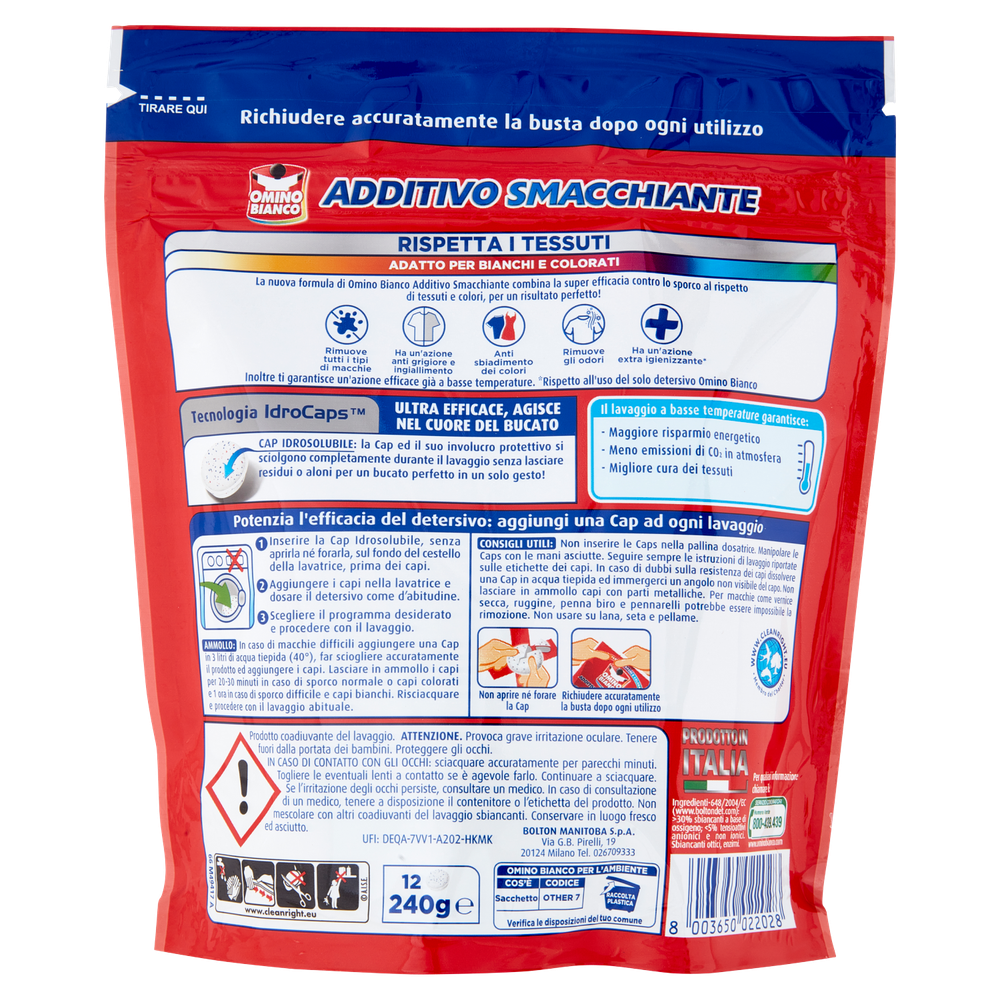 12 Caps Additivo Smacchiatore Idrocaps Omino Bianco - Foto 3