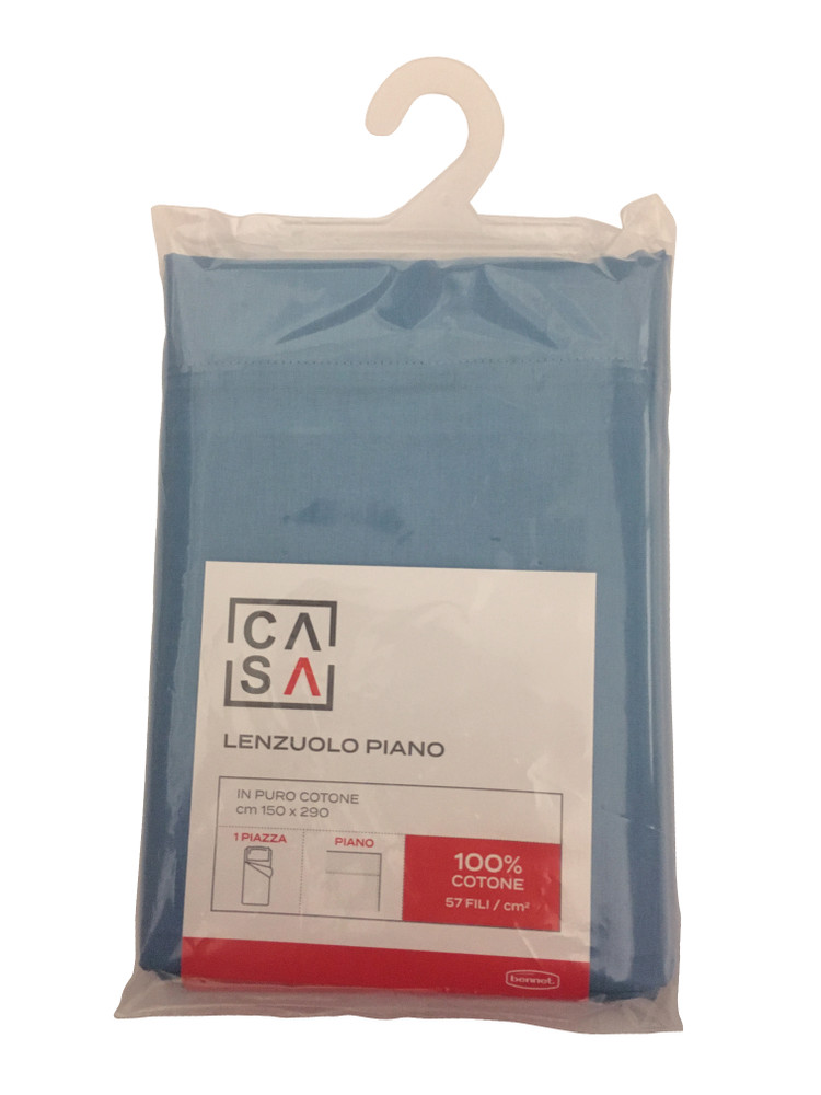 Lenzuolo Piano Tinta Unita 1 Piazza Cm150x290 Azzurro Scuro Casa - Foto 1