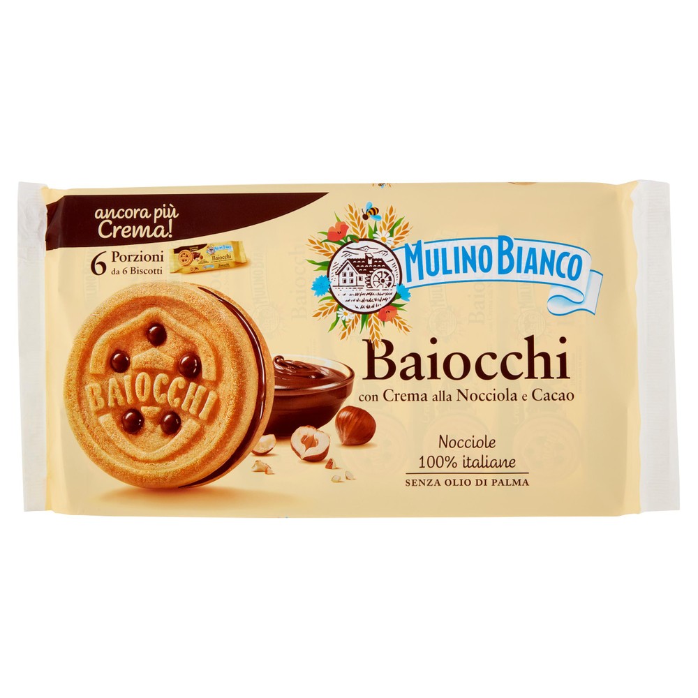 Biscotti Baiocchi Con Crema Di Nocciola E Cacao 6x56g Mulino Bianco - Foto 1