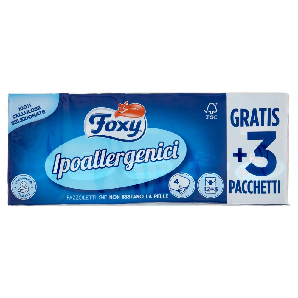 Fazzoletti Ipoallergenici 4 Veli Foxy. Conf. Da 12 - Foto 1