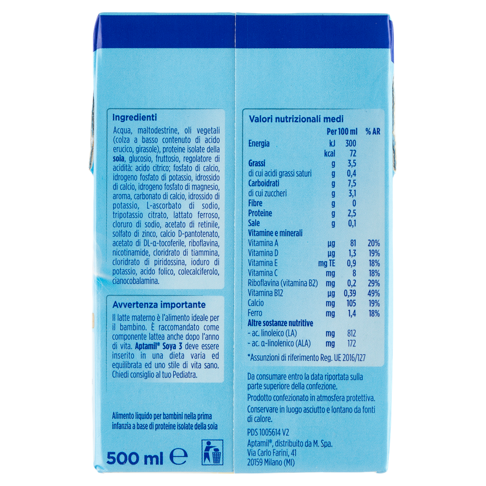 Latte Di Crescita 3 No Lattosio Vegetale Soia Liquido Aptamil - Foto 3