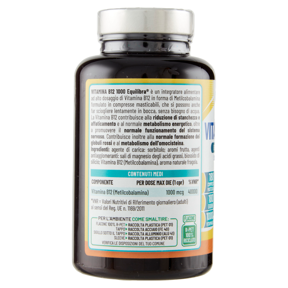 Equilibra Vitamina B12 1000 180 Compresse Masticabili 72 G - Foto 2