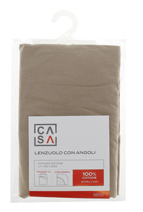 Lenzuolo Angoli Tinta Unita 1piazza 1/2 Cm130x200 Beige Casa - Foto 1