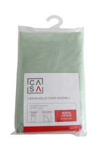 Lenzuolo Con Angoli Tinta Unita 1 Piazza Cm 90x200 Verde Casa - Foto 1