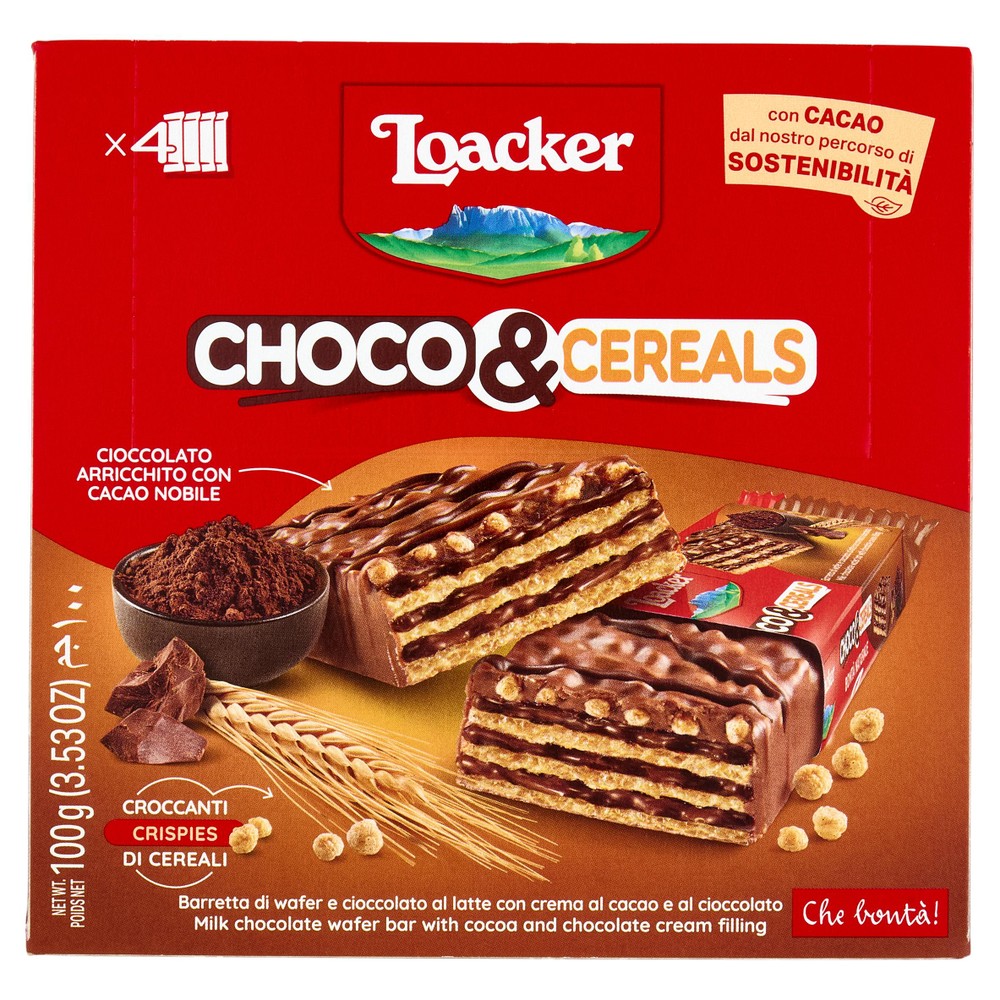 Barrette Choco & Cereals Wafer E Cioccolato Con Crema 4x25g Loacker - Foto 1