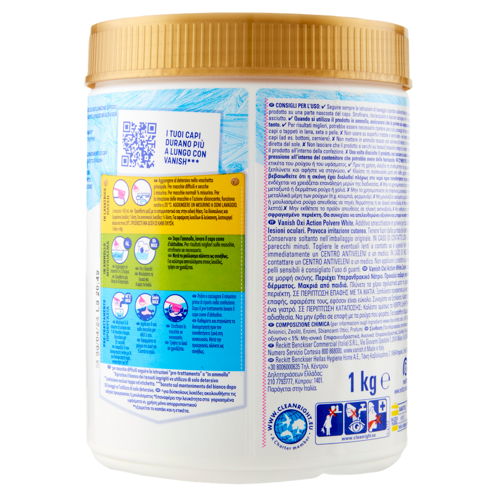 Additivo Smacchiatore In Polvere Bianco Splendente Vanish Oxi Action