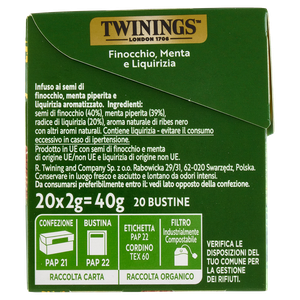 Infuso Aromatizzato Al Finocchio Menta E Liquirizia 20x2g Twinings - Foto 2