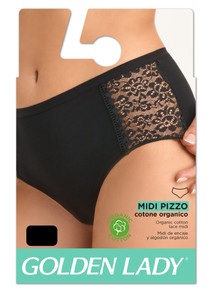 Slip Donna Midi Con Inserti In Pizzo Taglia 3 Nero Golden Lady - Foto 2