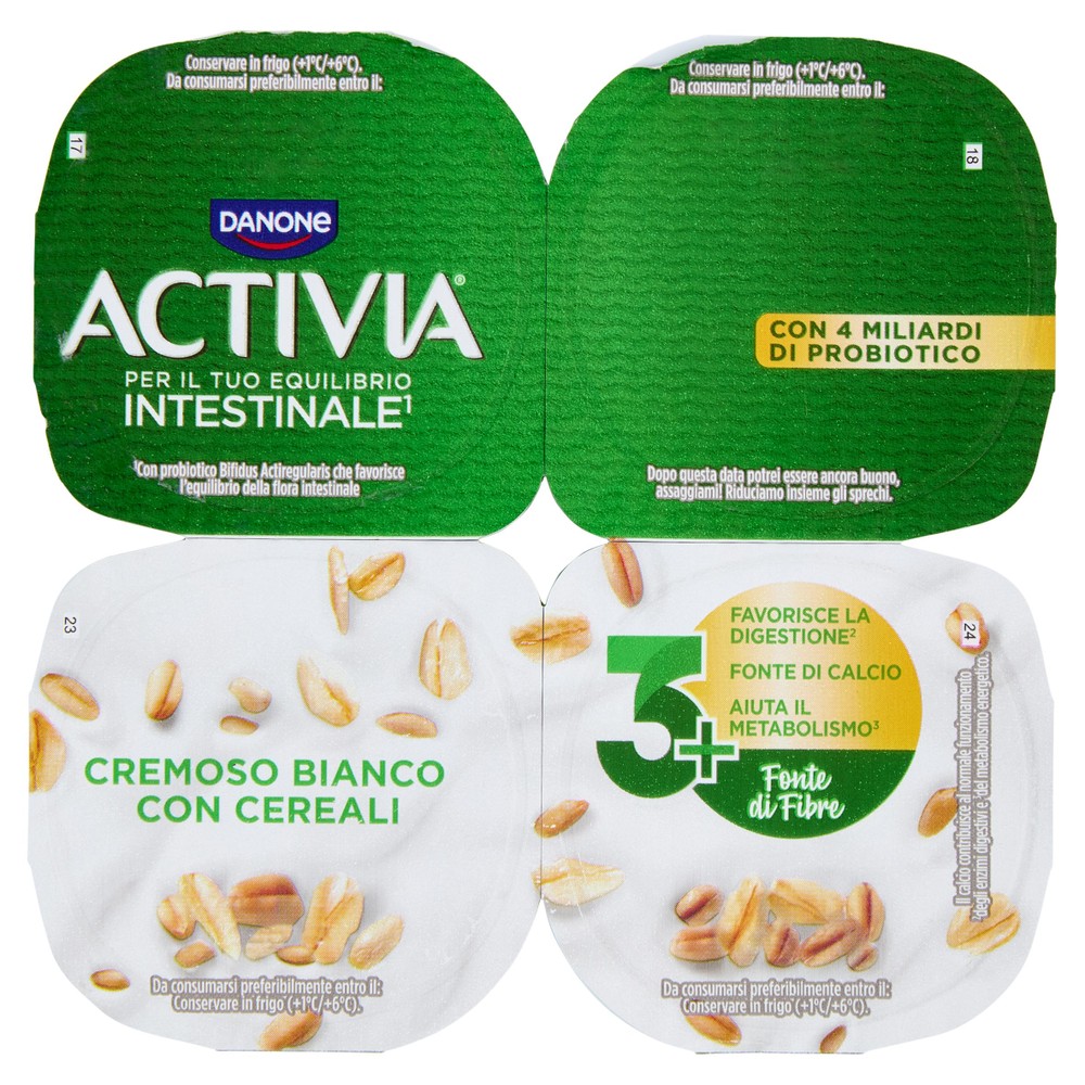 Yogurt Alle Fibre Bianco Cereali 4x125g Activia - Foto 1