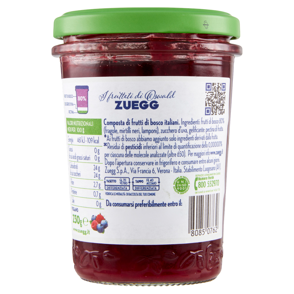 Composta Di Frutti Di Bosco Italiani 100% Da Frutta Zero Residui Zuegg - Foto 3